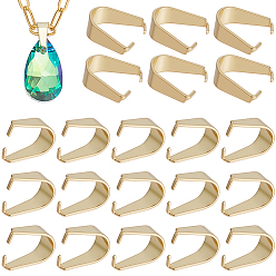 Plaqué 18K Or Véritable 240 pcs 304 encliquetage en acier inoxydable sur les bélières, pour création de pendentif , réel 18 k plaqué or, 7x6.5x3mm, pin: 0.5 mm