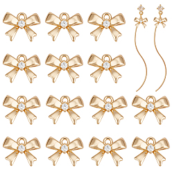 Bowknot 16подвески из латуни с микропаве из кубического циркония, бантом, 5.5x7x2.5 мм, отверстие : 0.8 мм