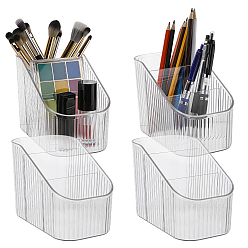 Clear 4Pcs 3 Grids PET Desktop Stationery Storage Box, Clear, 151x94.5x110.5mmmm