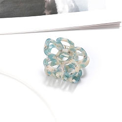 Бирюза Заколки для волос с когтями из ацетата целлюлозы (смола), цветок, со стразами, бирюзовые, 52x34 мм