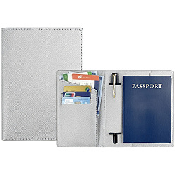 Argent Étui à passeport en similicuir, rectangle, argenterie, 150x228x3.5mm