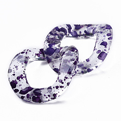 Purple Transparent Acrylic Linking Rings, Quick Link Connectors, for Curb Chains Making, Twist Oval, Purple, 40x33x10mm, Inner Diameter: 19x23mm