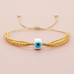 Золотистый Богемный стиль стеклянные бисерные браслеты бисерные браслеты, многослойные плетеные браслеты от сглаза для женщин, золотые, внутренний диаметр: 11 дюйм (28 см)