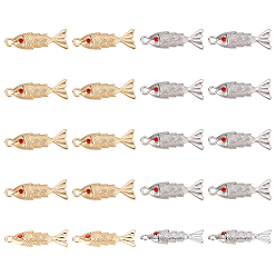 (52) Непрозрачная лаванда 20 шт. 2 цвета латунные подвески, рыба, разноцветные, 22.5x9x5.5 мм, отверстие : 1x2.5 мм, 10 ПК / цветов