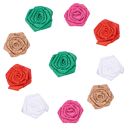 Gemischte Farbe Handarbeit gewebt Ornament Accessoires, Leinenblume, Gemischte Farbe, 51~54 mm, 2 Stk. je Farbe, 10 Stück / Set