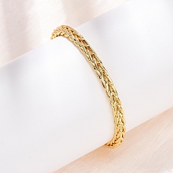 Настоящее золото 18K Плетеные латунные браслеты-манжеты, браслеты с крутящим моментом для женщин, долговечный, стойки покрытие, без кадмия и без свинца, реальный 18 k позолоченный, 1/8~1/4 дюйм (0.45~0.6 см), внутренний диаметр: 1-7/8x2 дюйм (4.8x5.2 см)