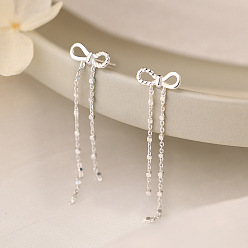 Серебро Серьги-гвоздики с кисточками из стерлингового серебра 925, серебряные, 48.49x11.44 мм