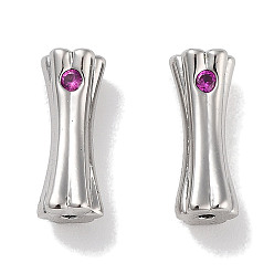 Фиолетовый Латунные микро проложить кубического циркония, трубки бисера, без кадмия, без никеля и без свинца, платина, фиолетовые, 10.5x3.5 мм, отверстие : 0.8 мм