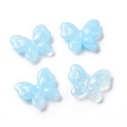 Light Sky Blue Opaque Acrylic Beads, Glitter Beads, Butterfly, Light Sky Blue, 17x20x5.5mm, Hole: 1.6mm, about 415pcs/500g
