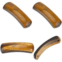 Тигровый глаз 4шт. подвески-коннекторы из натурального тигрового глаза, Ссылки изогнутые трубы, 36~37x10.5~11x5.5~6 мм, отверстие : 1.2 мм