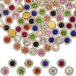 (52) Непрозрачная лаванда 90шт 9цвета цветок пришитые стразы, стекло горный хрусталь, многожильные звенья, аксессуары для одежды, разноцветные, 11.5x5.5 мм, отверстие : 3x1.5 мм, 90 шт / комплект