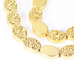 с Золотистым Покрытием Гальванизировать немагнитных синтетический гематит нитей бисера, овальные, с золотым покрытием, 14x10x4 мм, отверстие : 1 мм, около 28 шт / нитка, 15.7 дюйм.