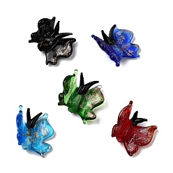 (52) Непрозрачная лаванда Прозрачные бусины лэмпворк, бусины ручной работы золотой фольги стекла, бабочка, разноцветные, 17~17.5x19~21x8.5 мм, отверстие : 1.5 мм
