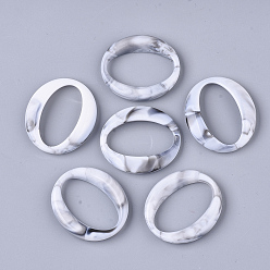 Белый Дым Акриловые связей кольца, Стиль имитация драгоценных камней, овальные, серый, 39.5x34.5x6.5 мм, внутренний диаметр: 33x18.5 мм, примерно: 172 шт. / 500 г