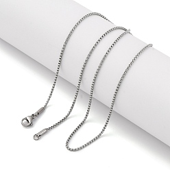 Нержавеющая Сталь Цвет 304 из нержавеющей стали коробки цепи ожерелья, с карабин-лобстерами , цвет нержавеющей стали, 17.6 дюйм (44.8 см), 1.5 мм