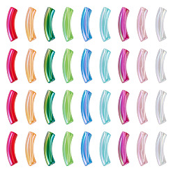(52) Непрозрачная лаванда 50прозрачные радужные переливающиеся акриловые бусины с УФ-покрытием, изогнутая трубка, разноцветные, 32~33x10x8 мм, отверстие : 1.6 мм