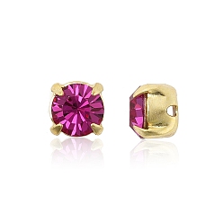 70350 Fuchsia Preciosa® maxima crystal в пришивной чашке, чешский хрусталь, с настройками латуни, 719 37 085 шатон (круглый), золотые, 70350 фуксия, ss 29 (6.15~6.35 мм)