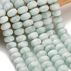 Aqua Natural Glass Beads Strands, Rondelle, Aqua, 10.5~11x5.5~6.5mm, Hole: 1mm, about 71pcs/strand, 15.55''(39.5cm)