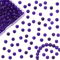 Синий Наборы для изготовления браслетов своими руками, 3 пряди 8 окрашенные круглые бусины из натурального белого нефрита в мм и плоские эластичные нити, синие, 8 мм, отверстие : 1 мм, около 49 шт / нитка, 15.16'' (38.5 см), 3strands / комплект