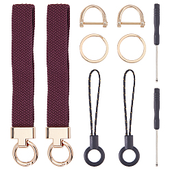 Кокосово-Коричневый 2Наборы брелоков из нейлона и цинкового сплава, для аксессуаров сумки для ключей от машины, с отверткой, подвесное кольцо, с раздельными брелоками, золотые, кокосового коричневый, 85 мм