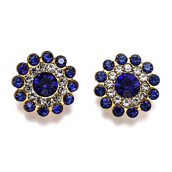 Сапфир Железа кабошонов, подходят плавающие подвески-медальоны, со стеклянными стразами, подсолнечника, сапфир, 9.5x5 мм