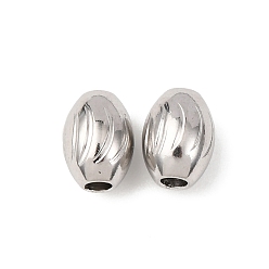 Нержавеющая Сталь Цвет Текстурированные 304 шарики из нержавеющей стали, овальные, цвет нержавеющей стали, 8x6 мм, отверстие : 2 мм