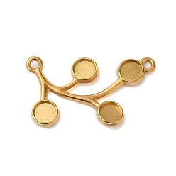 Настоящее золото 18K Ионное покрытие (ip) 304 подвеска из нержавеющей стали с кабошоном, лист, реальный 18 k позолоченный, лоток : 5 мм, 34x17x2 мм, отверстие : 1.6 мм