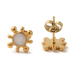 Настоящее золото 18K Ионное покрытие (ip) 304 серьги-гвоздики с цветком из нержавеющей стали, с эмалью, реальный 18 k позолоченный, 11 мм