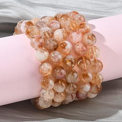 Цитрин Браслеты из натуральных круглых бусин цитрина для женщин, бусины : 9.8~10.8 мм, внутренний диаметр: 1.89~2.01 дюйм (4.8~5.1 см)