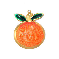Оранжевый 304 нержавеющей стальной эмали подвески, оранжевый шарм, реальный 18 k позолоченный, ионное покрытие (ip), долговечный, оранжевые, 33x26 мм, отверстие: 1.60 мм