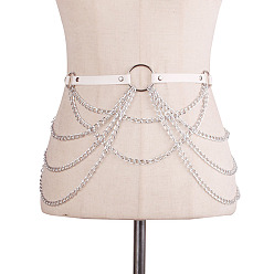 Белый Искусственная кожа сплав панцирная цепь кисточка поясные цепи, платина, белые, 1050 мм