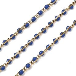 Синий 304 цепи из эмалированной нержавеющей стали, с катушкой, пайки, золотые, ионное покрытие (ip), синие, 5x2x2~3 мм