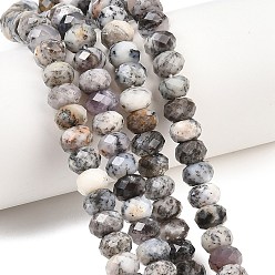 Африканский Опал Нити из натуральных черных африканских опаловых бусин, рондель, граненые, 8~8.5x5~6 мм, отверстие : 1 мм, около 68~76 шт / нитка, 14.96~15.35'' (38~39 см)