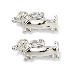 Платина Латунные подвески, собака прелести, без кадмия и без свинца, долговечный, стойки покрытие, платина, 8x16.5x5.5 мм, Перейти кольцо: 5x0.8 мм, внутренний диаметр: 3.5 мм