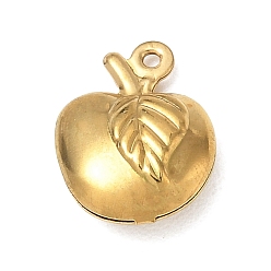 Golden 304 Stainless Steel Charms, Apple Charms, Golden, 14.5x11x5mm, Hole: 1mm