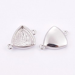 Платина Латуни кабошон параметры соединителя, долговечный, треугольные, платина, лоток : 9.5x10 мм, 11.5x15.5x3 мм, отверстие : 1 мм
