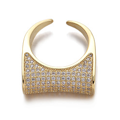 Золотой Манжеты из латуни mirco pave с прозрачным кубическим цирконием, геометрический, золотые, внутренний диаметр: 15~20 мм