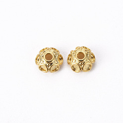 Real 18K Gold Plated Brass Bead Caps, Cadmium Free & Nickel Free & Lead Free, 6-Petal, Flower, Real 18K Gold Plated, 6x2.5mm, Hole: 1.4mm