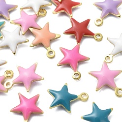Звезда 304 из нержавеющей стали шармы эмали, золотистый. смешанные цвета, звезда, 8.5x7.5x2 мм, отверстие : 0.8 мм