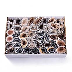 Гальванический Агат Натуральный жеода агат друзы агат дисплей украшения, исцеляющие кристаллы, самородки, 33~66x24~32x15~24 мм, около 13~22 пары / коробка