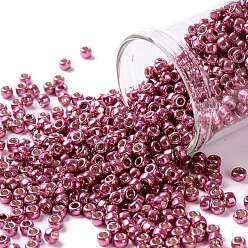 (PF563) PermaFinish Hot Pink Metallic Тохо 8/0 круглые бусины, японский бисер, (pf 563) Permafinish ярко-розовый металлик, 3 мм, отверстие : 1 мм, Около 222 шт / 10 г