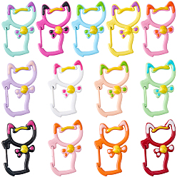 (52) Непрозрачная лаванда 13 шт. 13 цвета: окрашенный цинковый сплав, эмалированный, с замком-карабином, застежки для ключей в форме кошки, разноцветные, 35x23.5x6 мм, внутренний диаметр: 17.5x12 мм, 1 шт / цвет