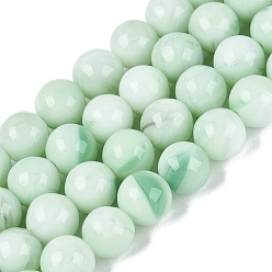 Honigmelone Stränge aus Imitations-Glasperlen, Runde, Honigmelone, 7.5~8.5 mm, Bohrung: 0.7~0.8 mm, ca. 42~54 Stk. / Strang, 11.81~15.55 Zoll (30~39.5 cm)
