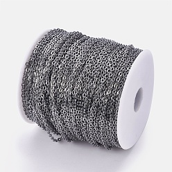 Gunmetal Iron Cable Chains, Unwelded, with Spool, Flat Oval, Popular for Jewelry Making, Important Decoration, Lead Free & Nickel Free, Gunmetal, 3x2x0.6mm, about 328.08 Feet(100m)/roll