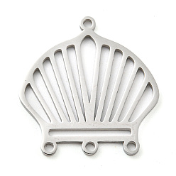 Нержавеющая Сталь Цвет Устойчивые к потускнению 304 элементы люстр из нержавеющей стали, лазерная резка, формы раковины, цвет нержавеющей стали, 25x23.5x1 мм, отверстие : 1.4 мм