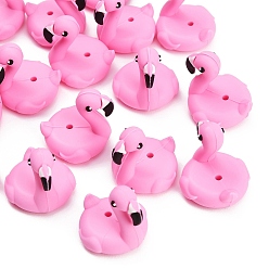 Flamingo Shape Силиконовые бусины, фокусные бусы, розовый жемчуг, форма фламинго, 23x23x25 мм, отверстие : 2 мм