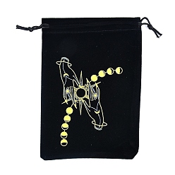 Луна Бархатные сумки для хранения, мешочек на шнурке для упаковки карт Таро, прямоугольные, чёрные, луна, 18x13 см