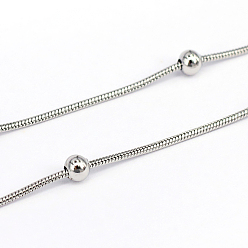 Stainless Steel Color Tarnish Resistant 304 Stainless Steel Snake Chains, Soldered, Stainless Steel Color, 1.2mm