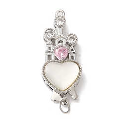 Платинированный Латунные микро проложить кубического циркония ящик с застежками, без кадмия, без никеля и без свинца, со стеклом и оболочкой, долговечный, с целью перехода в кольце, Реальная платина, 32.5x12x7 мм, отверстие : 1 мм