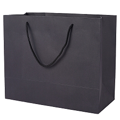 Черный Бумажные упаковочные сумки, сумки с ручками, прямоугольные, чёрные, 13.5x30x25 см